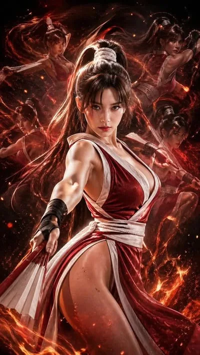 Red-haired anime warrior fictional AI character